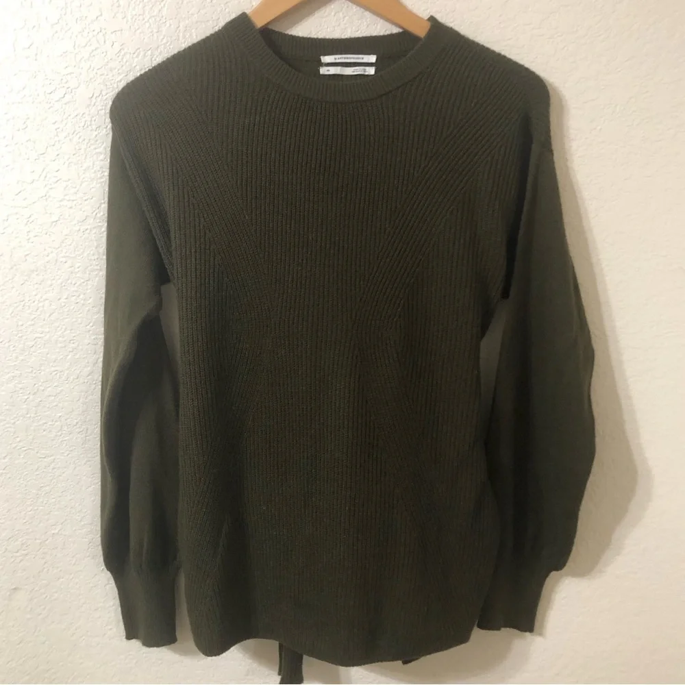 Anthropologie Wrap Front Sweater in Dark Sage Green - Size XS